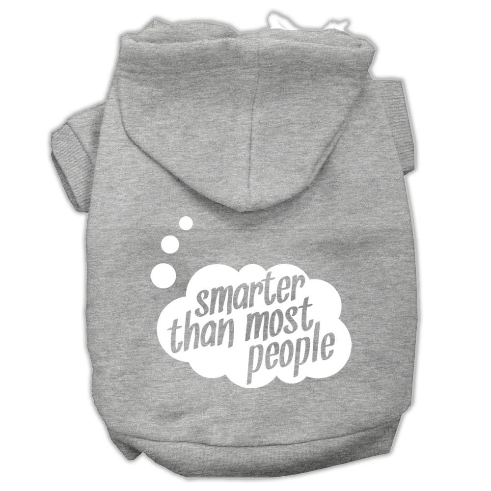 Smarter Then Most People Screen Printed Dog Pet Hoodies Grey Size Lg (14)