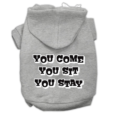 You Come, You Sit, You Stay Screen Print Pet Hoodies Grey Size L (14)