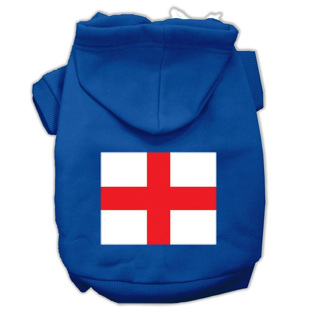 St. George's Cross (english Flag) Screen Print Pet Hoodies Blue Size Lg (14)