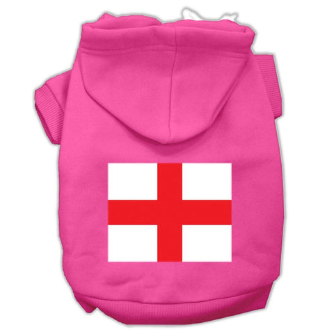 St. George's Cross (English Flag) Screen Print Pet Hoodies Bright Pink Size Lg (14)