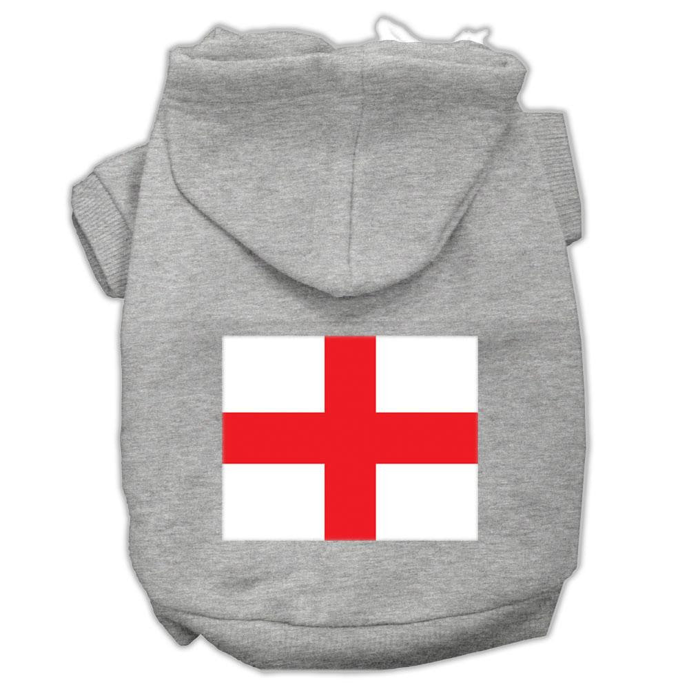 St. George's Cross (english Flag) Screen Print Pet Hoodies Grey Size Lg (14)