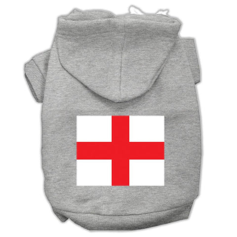 St. George's Cross (english Flag) Screen Print Pet Hoodies Grey Size Med (12)