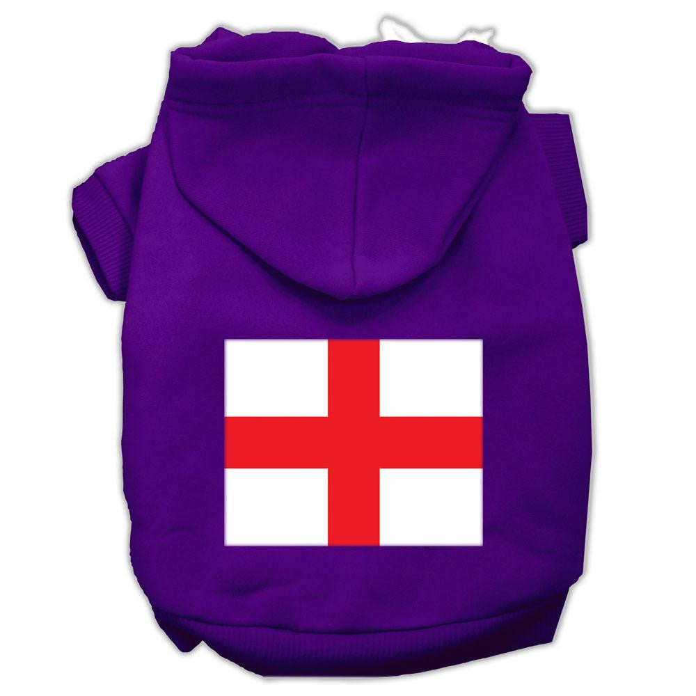 St. George's Cross (english Flag) Screen Print Pet Hoodies Purple Size Med (12)