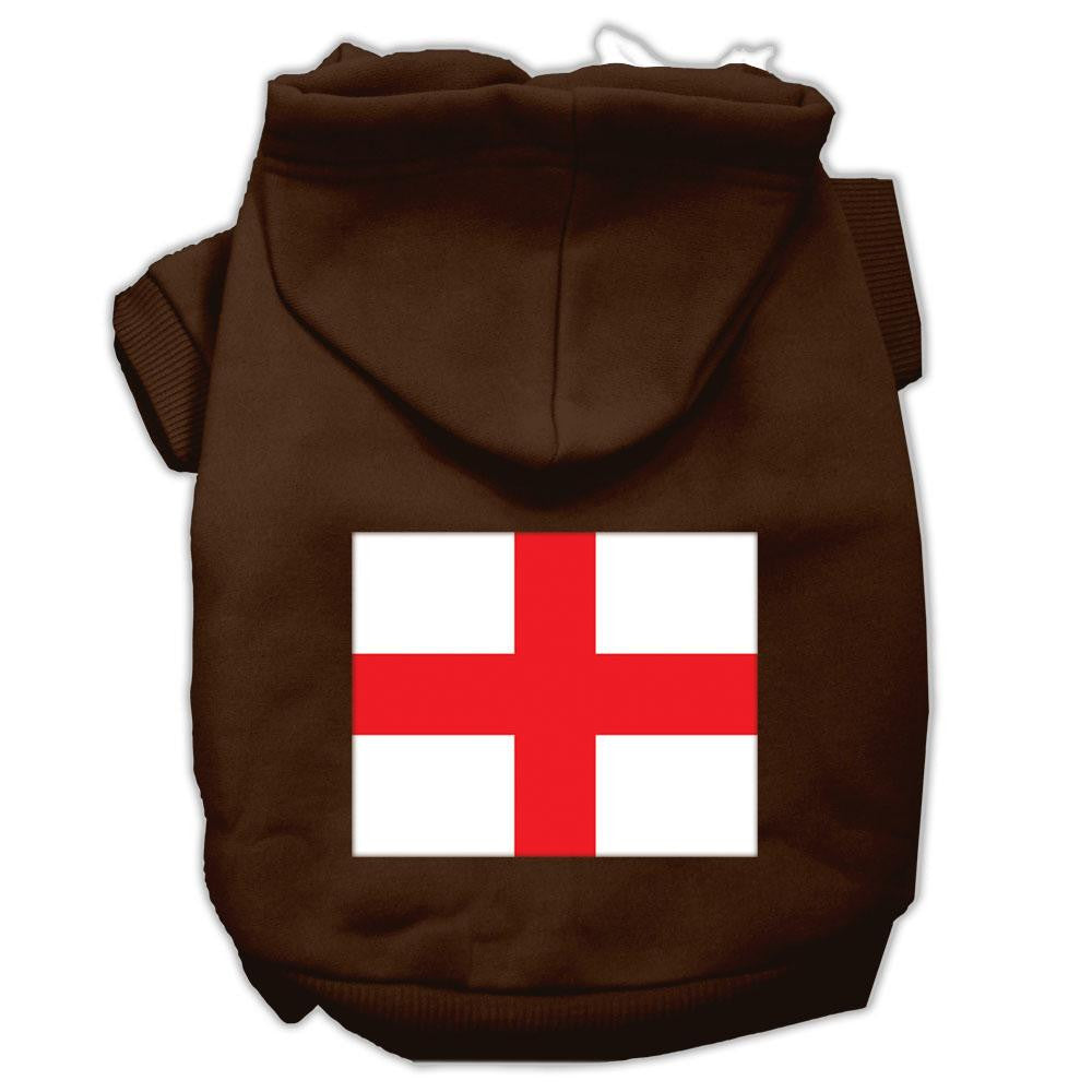 St. George's Cross (English Flag) Screen Print Pet Hoodies Brown Size XL (16)