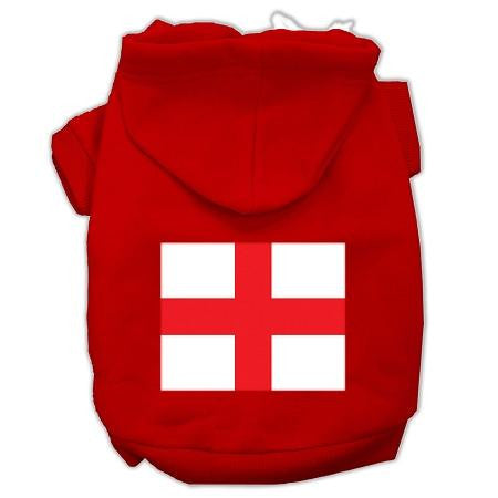 St. George's Cross (English Flag) Screen Print Pet Hoodies Red Size XS (8)