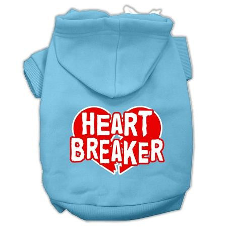 Heart Breaker Screen Print Pet Hoodies Baby Blue Size Lg (14)