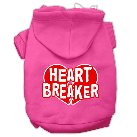 Heart Breaker Screen Print Pet Hoodies Bright Pink Size Lg (14)