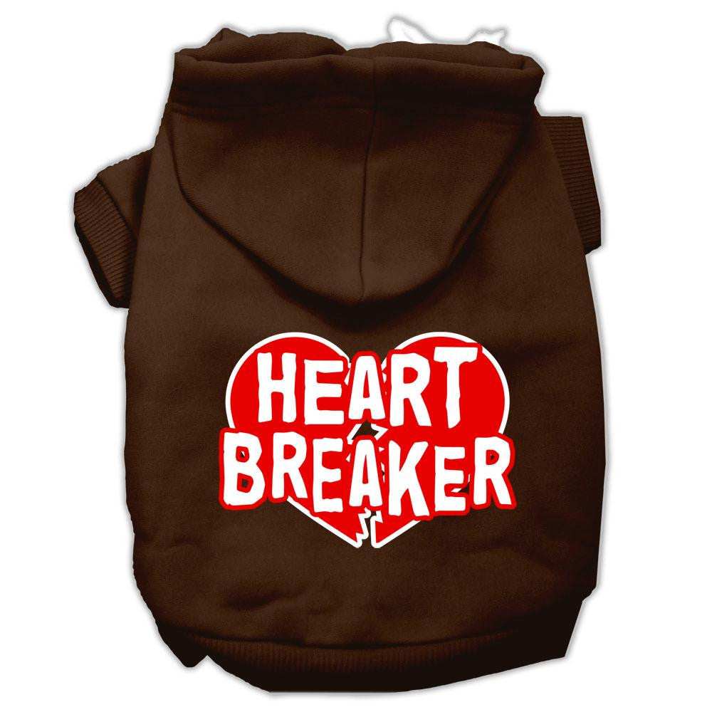 Heart Breaker Screen Print Pet Hoodies Brown Size Lg (14)