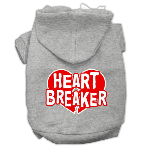 Heart Breaker Screen Print Pet Hoodies Grey Size Lg (14)