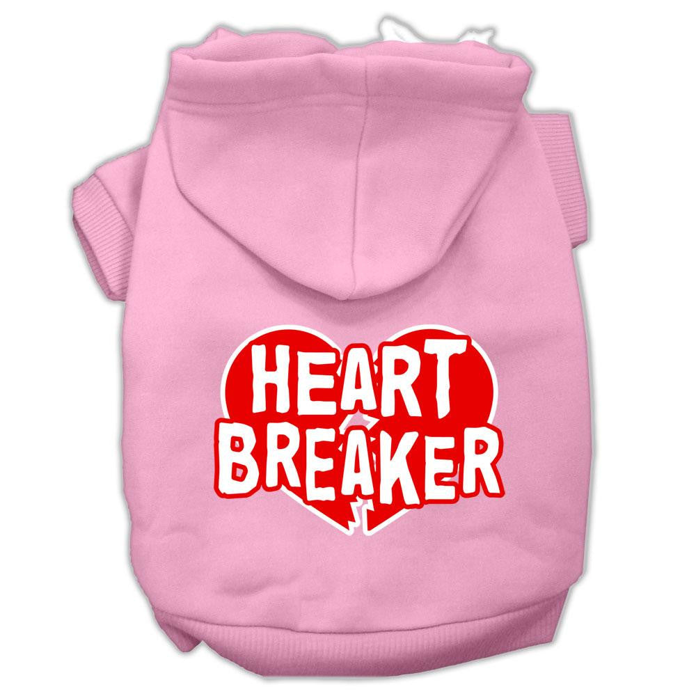 Heart Breaker Screen Print Pet Hoodies Light Pink Size Lg (14)