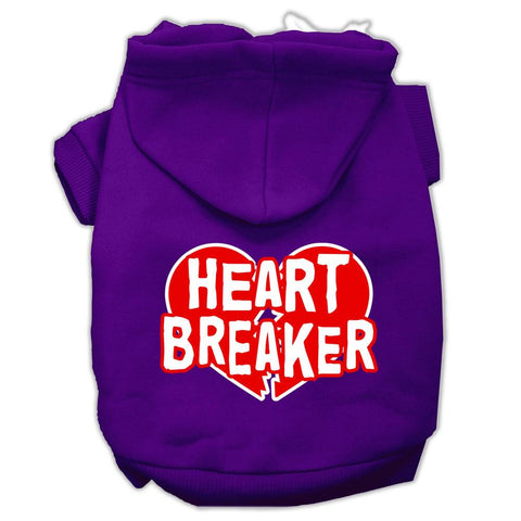 Heart Breaker Screen Print Pet Hoodies Purple Size Med (12)