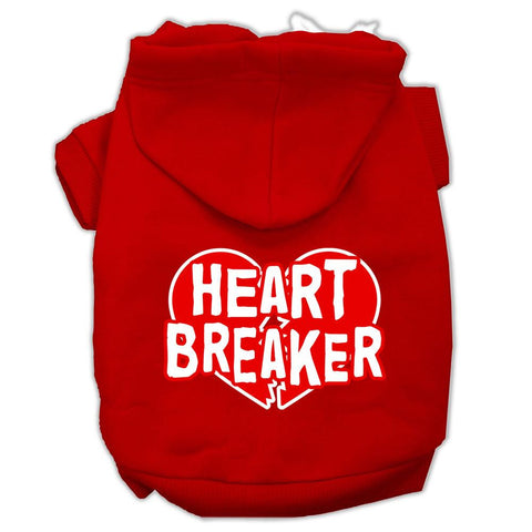 Heart Breaker Screen Print Pet Hoodies Red Size Sm (10)