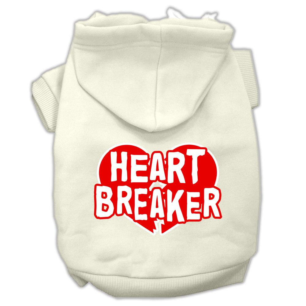 Heart Breaker Screen Print Pet Hoodies Cream Size XL (16)