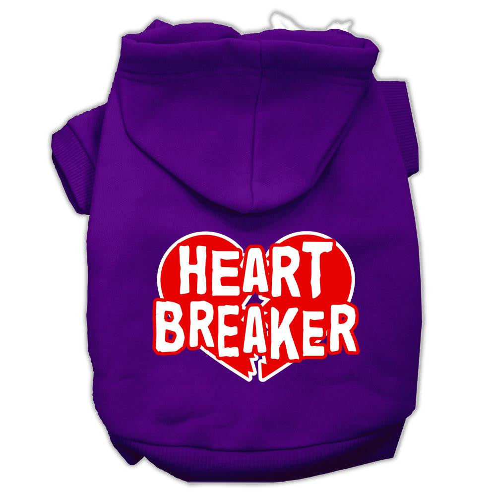 Heart Breaker Screen Print Pet Hoodies Purple Size XL (16)