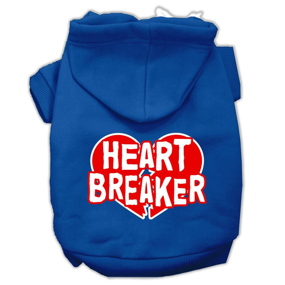 Heart Breaker Screen Print Pet Hoodies Blue Size XS (8)