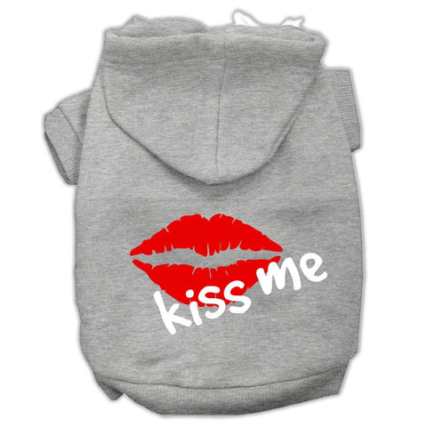 Kiss Me Screen Print Pet Hoodies Grey Size Xl (16)