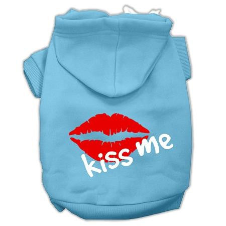 Kiss Me Screen Print Pet Hoodies Baby Blue Size Xs (8)