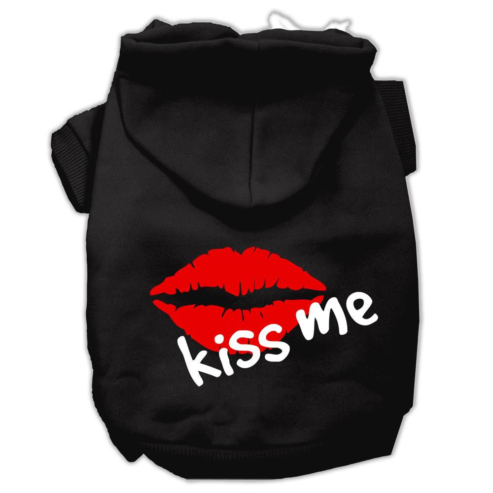 Kiss Me Screen Print Pet Hoodies Black Size XS (8)