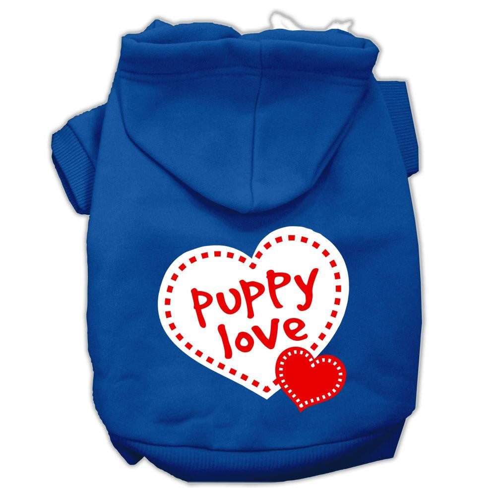 Puppy Love Screen Print Pet Hoodies Blue Size Lg (14)