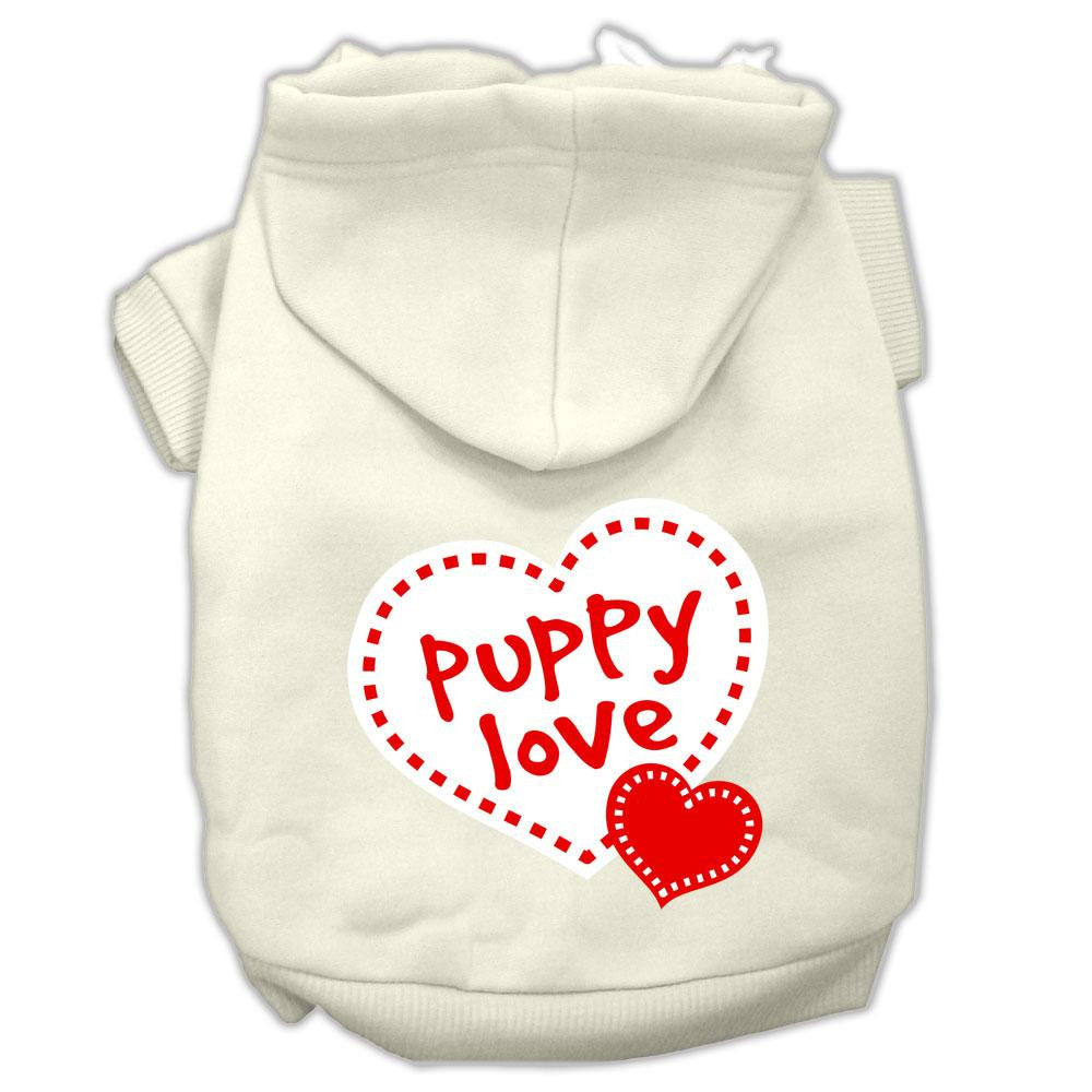 Puppy Love Screen Print Pet Hoodies Cream Size Lg (14)