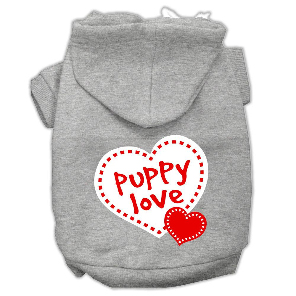 Puppy Love Screen Print Pet Hoodies Grey Size Lg (14)