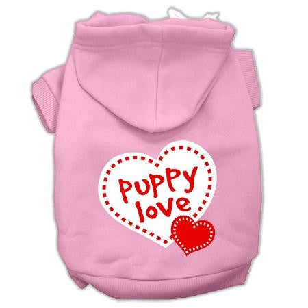 Puppy Love Screen Print Pet Hoodies Light Pink Size Lg (14)