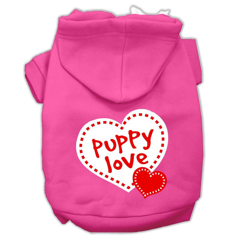 Puppy Love Screen Print Pet Hoodies Bright Pink Size Med (12)