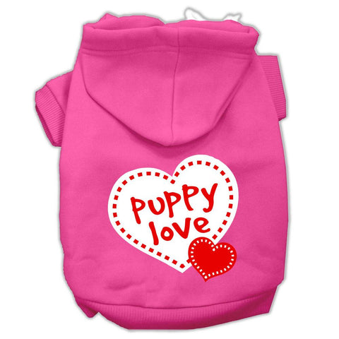 Puppy Love Screen Print Pet Hoodies Bright Pink Size Sm (10)