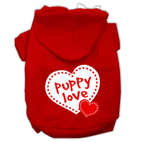 Puppy Love Screen Print Pet Hoodies Red Size XS (8)