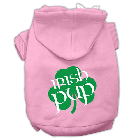 Irish Pup Screen Print Pet Hoodies Light Pink Size Lg (14)