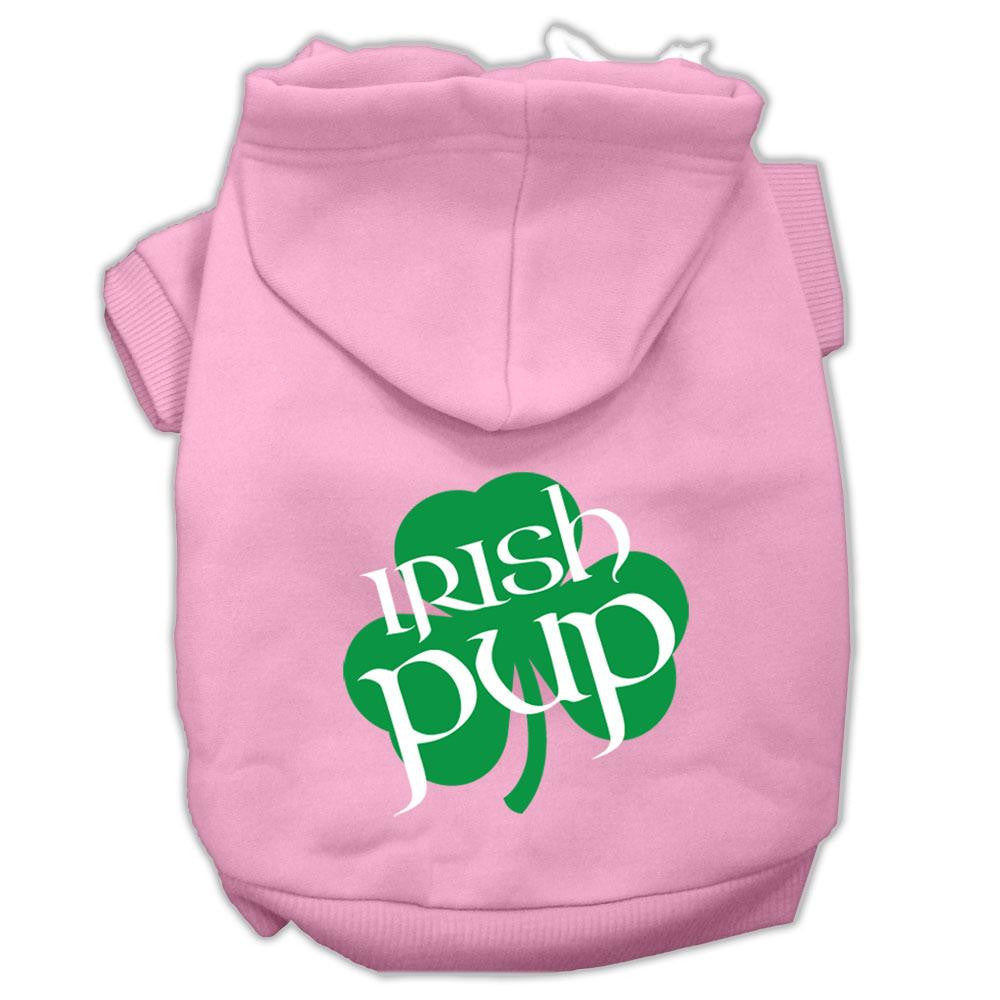 Irish Pup Screen Print Pet Hoodies Light Pink Size XL (16)