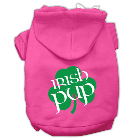 Irish Pup Screen Print Pet Hoodies Bright Pink Size XS (8)