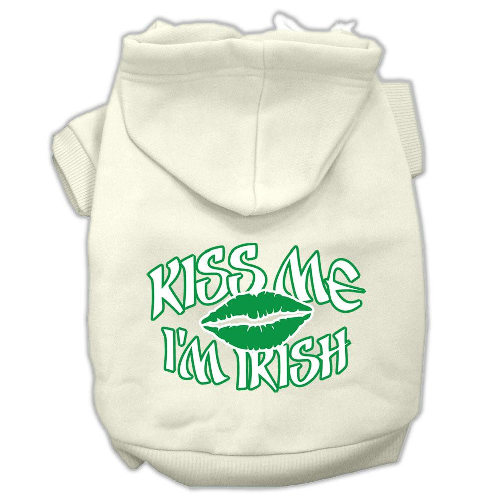 Kiss Me I'm Irish Screen Print Pet Hoodies Cream Size Lg (14)