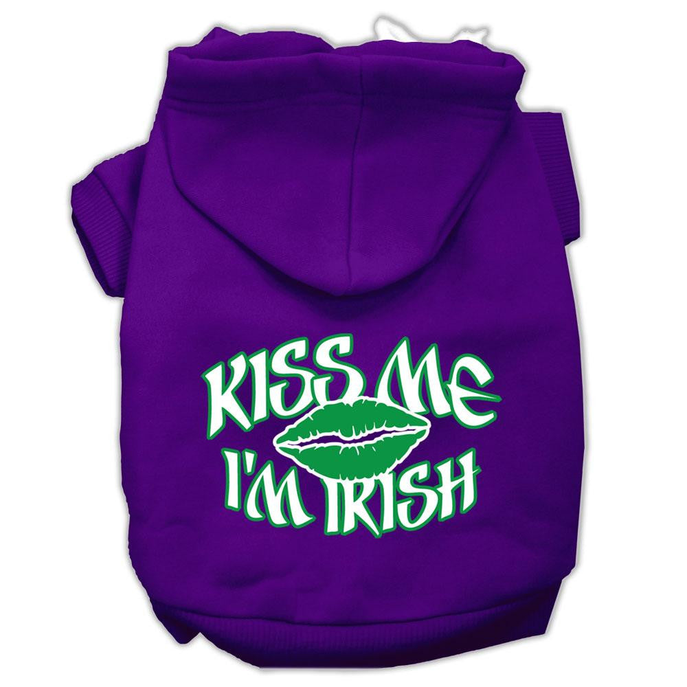 Kiss Me I'm Irish Screen Print Pet Hoodies Purple Size Med (12)