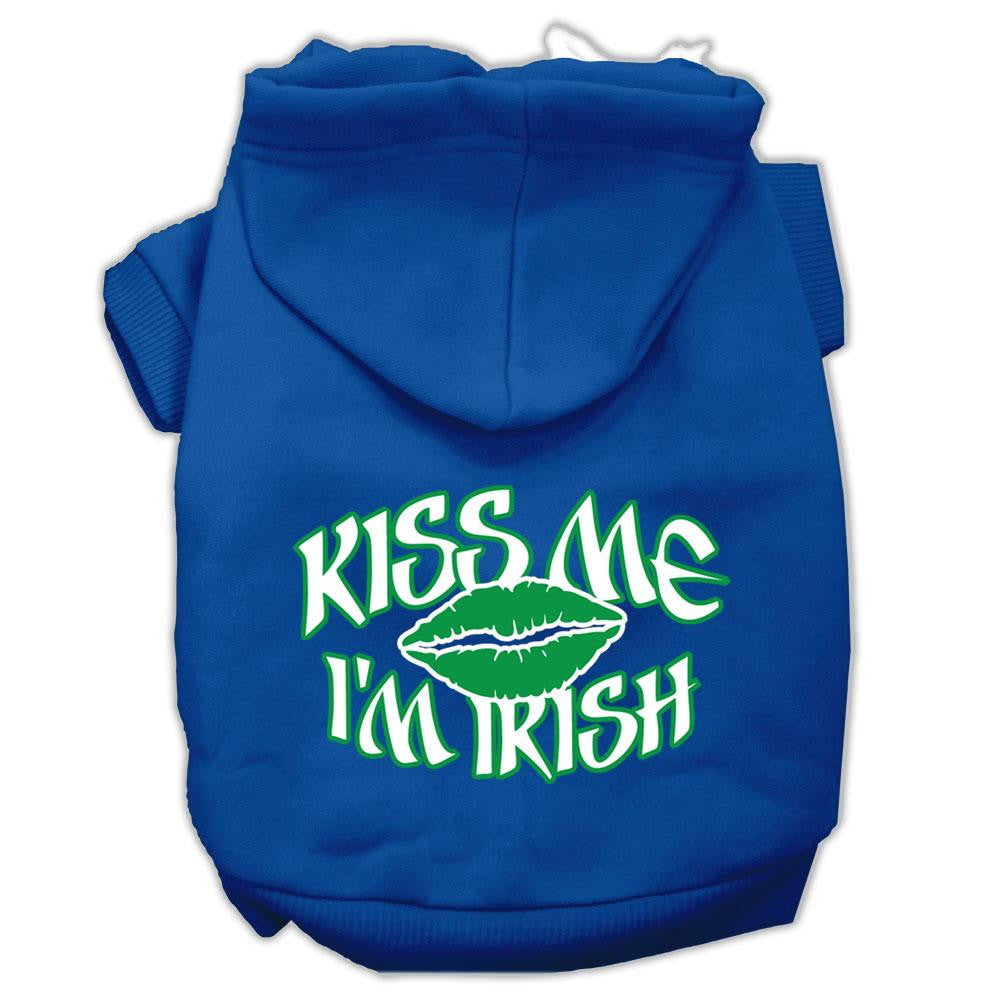 Kiss Me I'm Irish Screen Print Pet Hoodies Blue Size Sm (10)