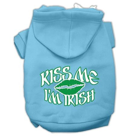 Kiss Me I'm Irish Screen Print Pet Hoodies Baby Blue Size Xs (8)