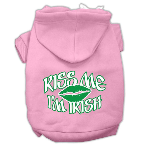 Kiss Me I'm Irish Screen Print Pet Hoodies Light Pink Size Xs (8)