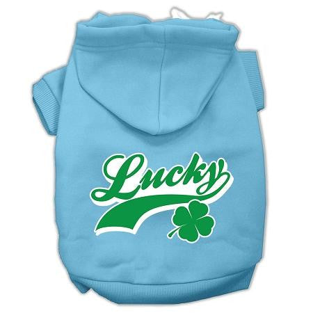 Lucky Swoosh Screen Print Pet Hoodies Baby Blue Size Lg (14)