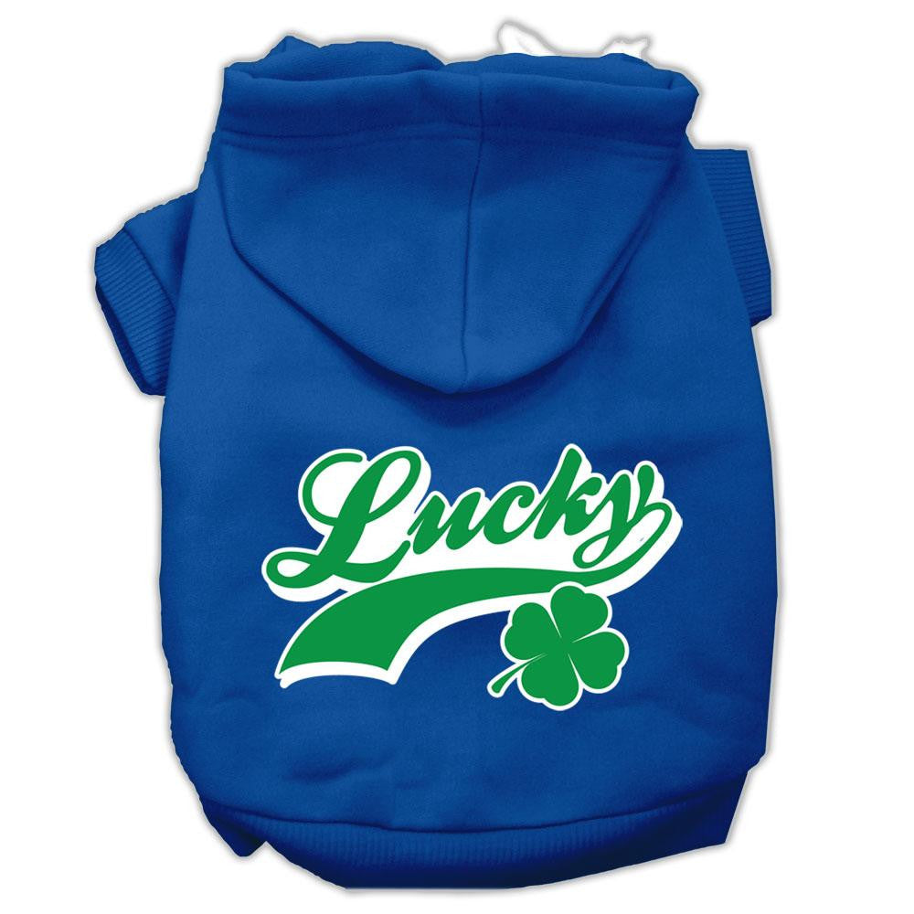 Lucky Swoosh Screen Print Pet Hoodies Blue Size Lg (14)