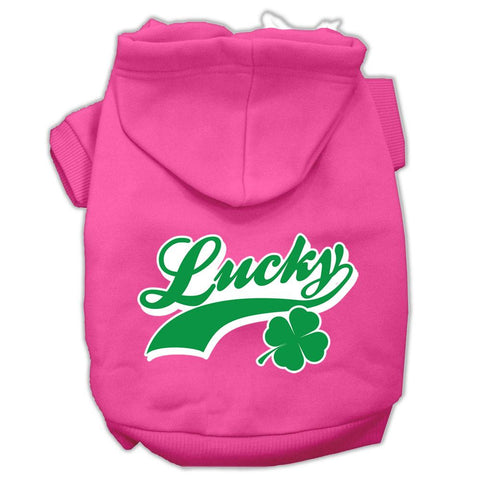 Lucky Swoosh Screen Print Pet Hoodies Bright Pink Size Lg (14)