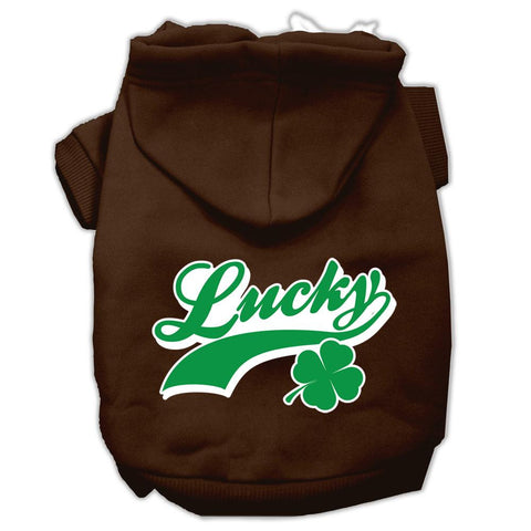 Lucky Swoosh Screen Print Pet Hoodies Brown Size Lg (14)