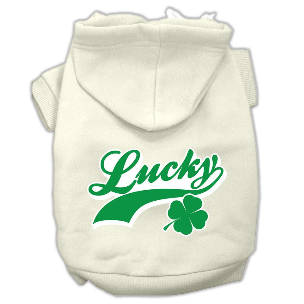 Lucky Swoosh Screen Print Pet Hoodies Cream Size Lg (14)