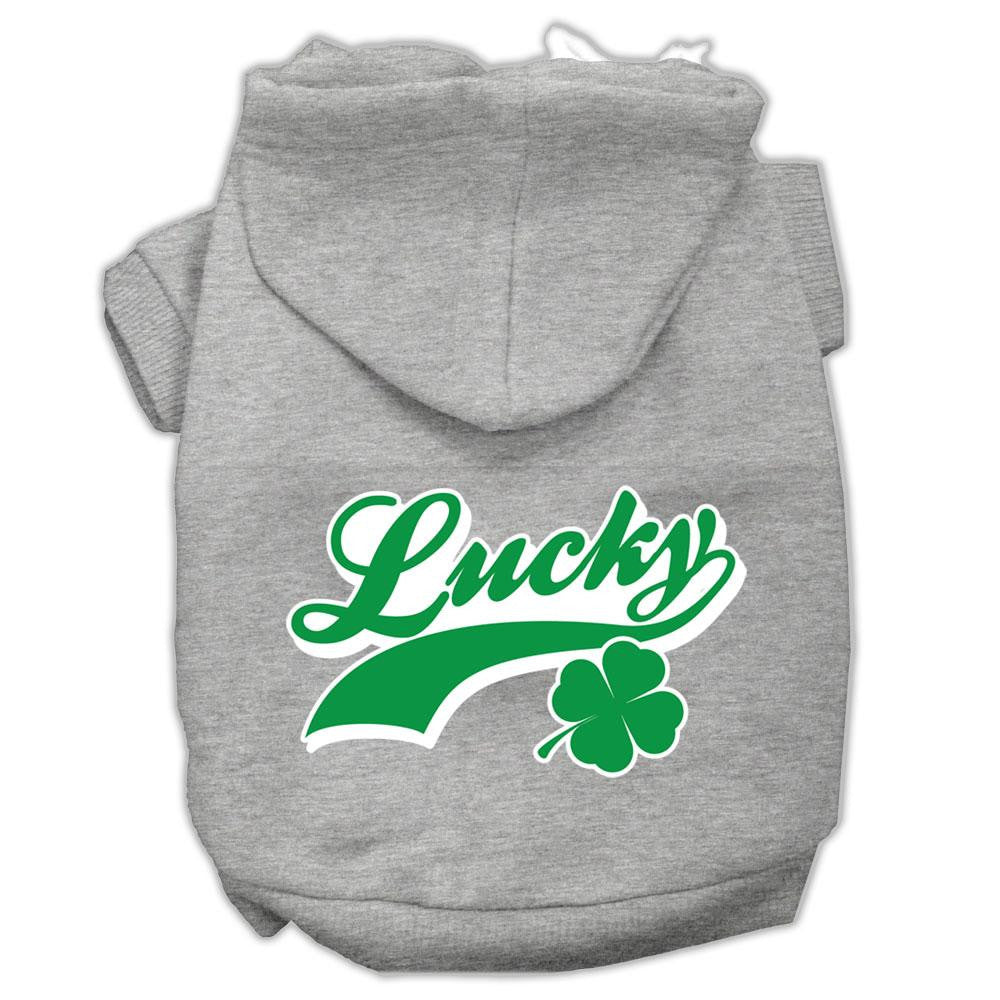 Lucky Swoosh Screen Print Pet Hoodies Grey Size Lg (14)