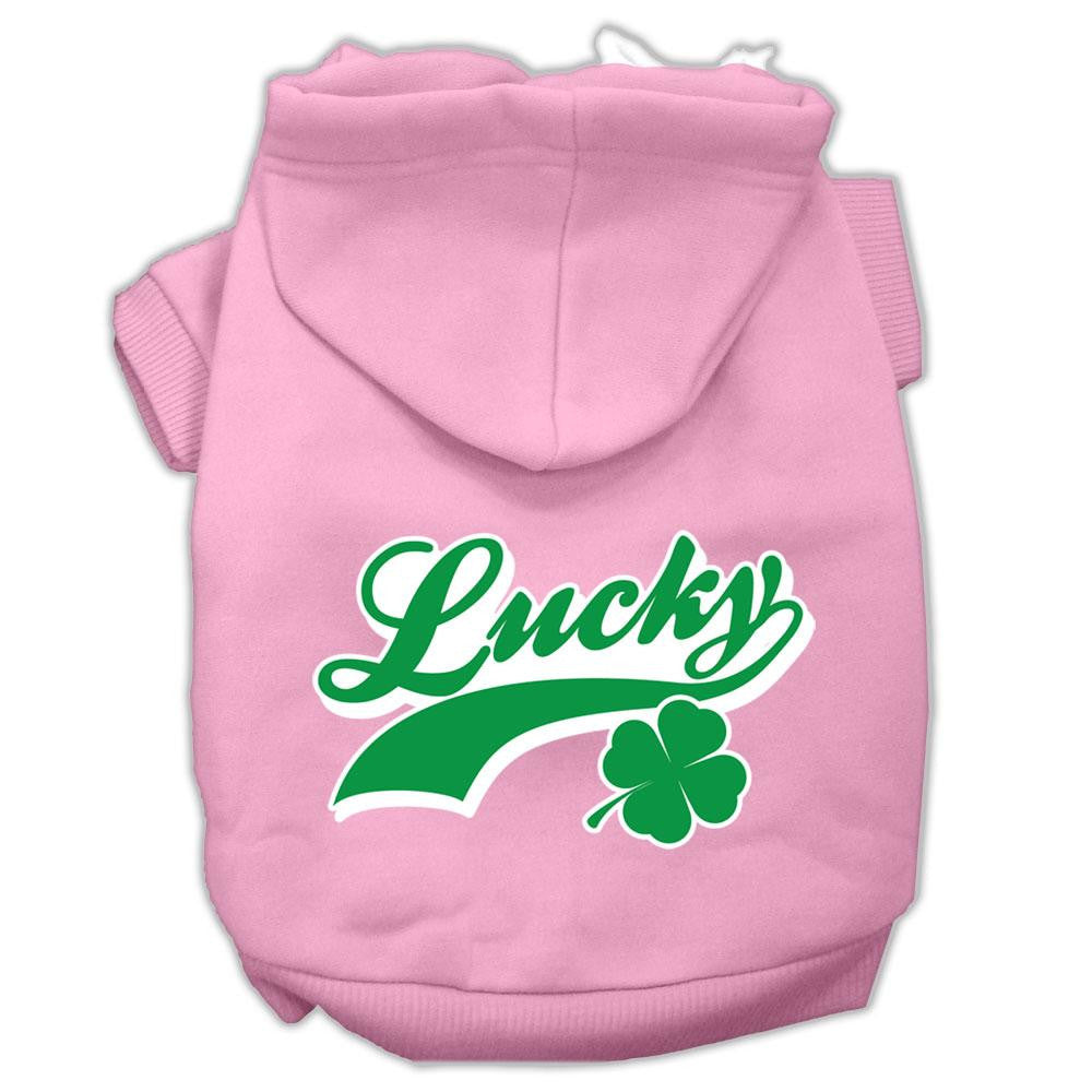 Lucky Swoosh Screen Print Pet Hoodies Light Pink Size Med (12)