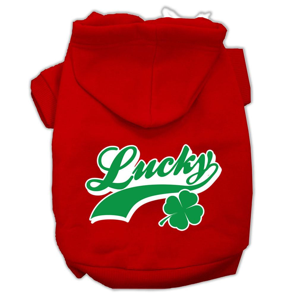 Lucky Swoosh Screen Print Pet Hoodies Red Size Sm (10)