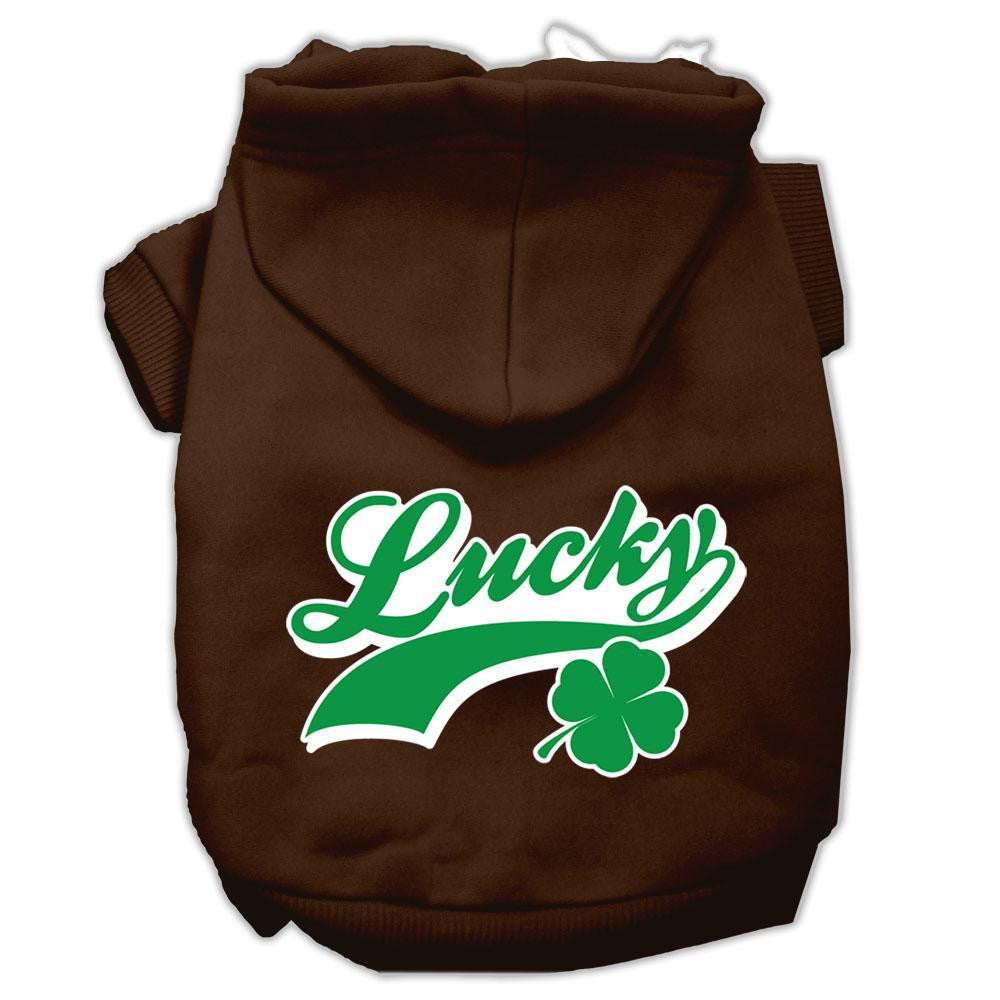 Lucky Swoosh Screen Print Pet Hoodies Brown Size XS (8)