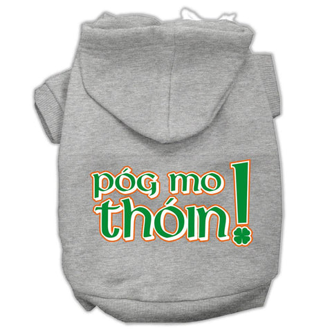 Pog Mo Thoin Screen Print Pet Hoodies Grey Size Lg (14)