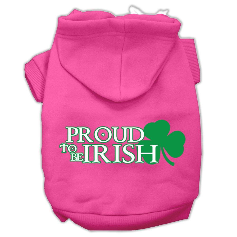 Proud to be Irish Screen Print Pet Hoodies Bright Pink Size Lg (14)