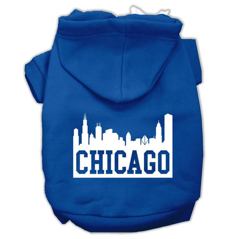 Chicago Skyline Screen Print Pet Hoodies Blue Size Med (12)