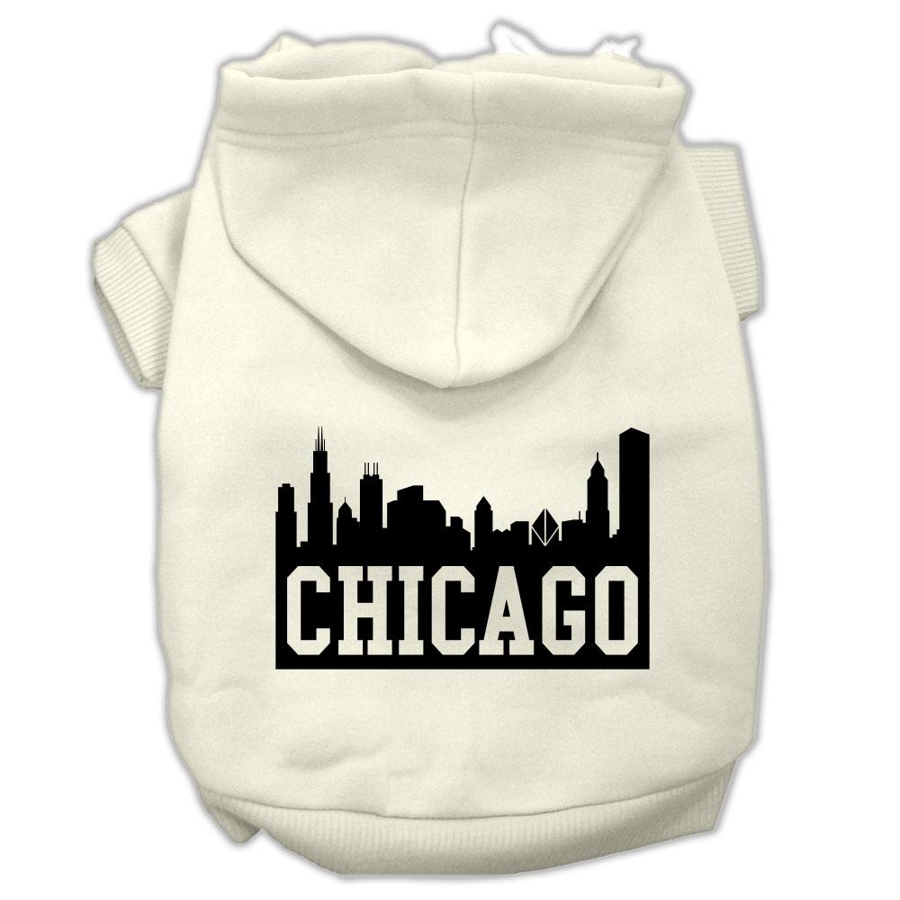 Chicago Skyline Screen Print Pet Hoodies Cream Size Xxxl (20)